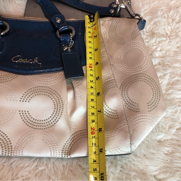 Coach Ashley Op Art Satchel F20027 in Khaki and Cobalt - Picture 11 of 15
